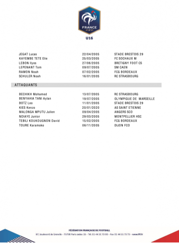 Liste EdF U16
